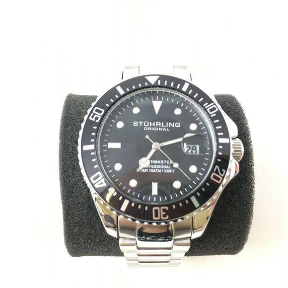 Men's Stuhrling Depthmaster 3940 Miyota Movement Diver Watch, Size 42mm - Silver - Picture 3 of 11